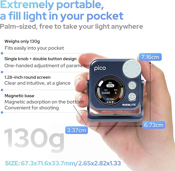 Nanlite Pico Portable LED Fill Light – Full Color RGB | Snap-On Attachment for Phone/Camera Photography, Live Streaming, Video Content Creation - Image 3