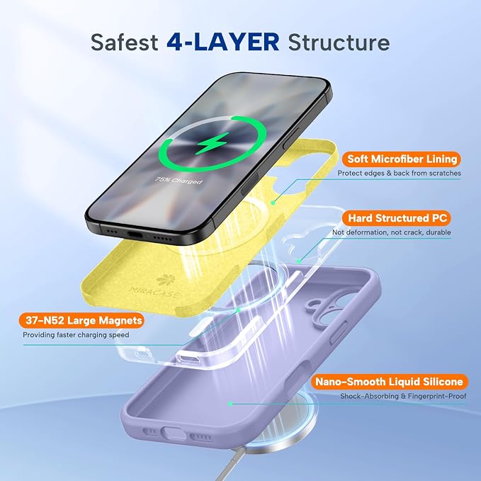 Miracase Silicone & Magnetic for iPhone 17 Case, Light Purple | Compatible with MagSafe, Silicone Camera Control Cover, Soft Microfiber Lining, Shockproof Drop Protection Phone Case for 17 - Image 4