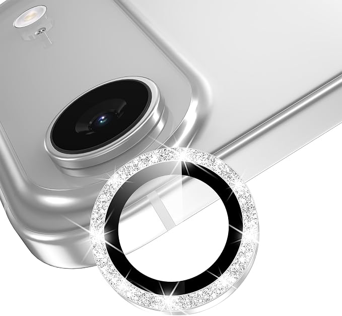 YWXTW Camera Lens Protector for iPhone Air, Individual Bling Glitter Metal Ring Tempered Glass Camera Screen Protector for iPhone Air Accessories, Case Friendly (Glitter Silvery) by YWXTW