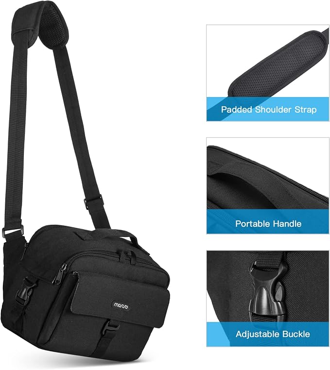 MOSISO Camera Shoulder Bag Camera Case Crossbody Sling Purse, Black | DSLR/SLR/Mirrorless Compact Padded Photography Handbag with Rain Cover Compatible with Canon/Nikon/Sony Cameras and Lenses - Image 7