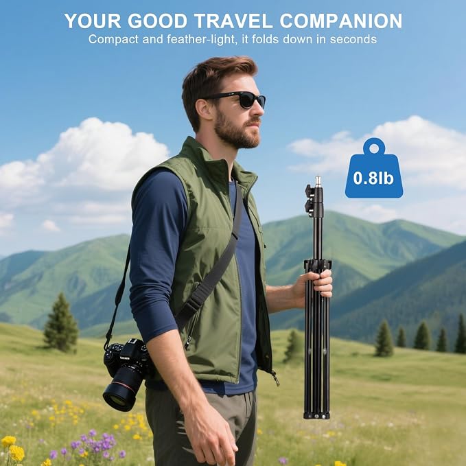 Professional Tripod Stand, Mini Projector Tripod,Adjustable Height Light Stand for Ring Light/Webcam/Mini Projector/Phone, Portable Light Duty Support (Black,22"-63") - Image 9