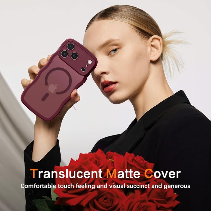 BENTOBEN Magnetic for iPhone 17 Pro Max Case, Cute Wavy [Full Camera Protection][Compatible with MagSafe] Matte Anti-Slip Bumper Women Men Boys Protective Cover for 17 ProMax 6.9",Cherry Red - Image 7