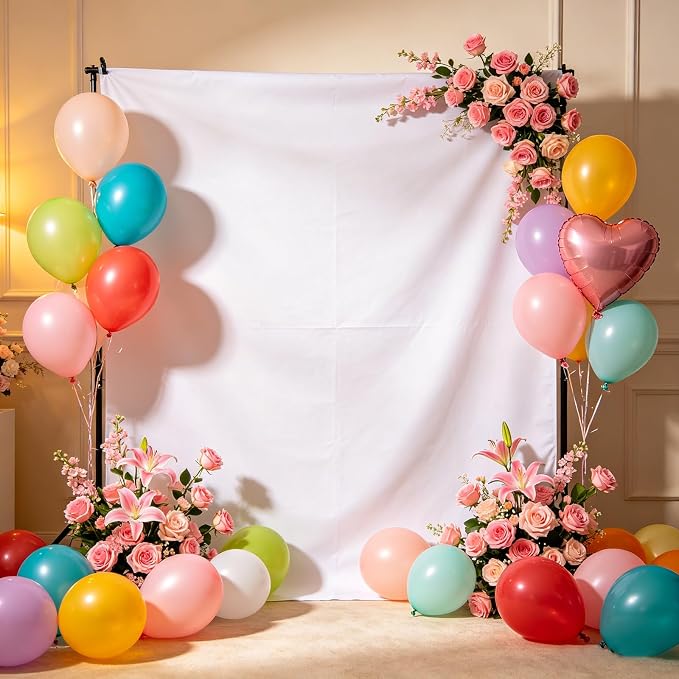 White Photography Backdrop for Photoshoot, 10x10 Ft Polyester Photo Backdrop Curtains, White Backdrops Screen for Photo Studio, Video, Content Creators, Birthday Parties Background - Image 3