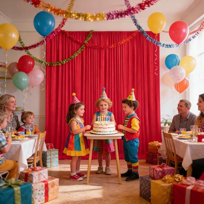 10ft x 10ft Red Backdrop Curtains for Parties, Polyester Fabric Backdrop Drapes with Rod Pockets for Weddings, Birthday, Halloween, Photography, Christmas Party Background Curtain, 2 Panels - Image 6
