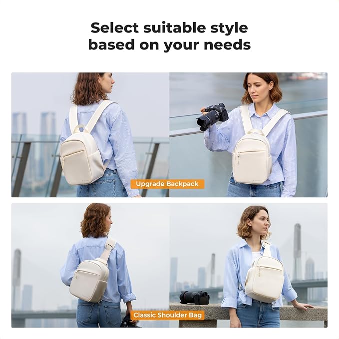 K&F CONCEPT Camera Backpack, Lightweight Compact Camera Bag 5L | Water-Resistant, Dividers, 9.7in Tablet Compartment, Quick Access, Street & Urban, Men & Women, for Canon/Nikon/Sony, Beige - Image 8