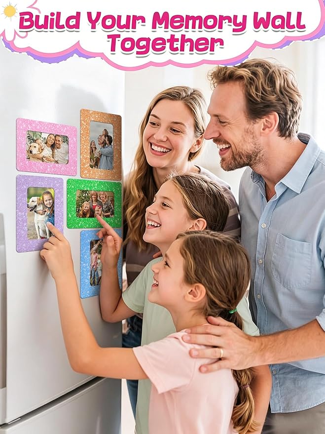 12Pcs Magnetic Picture Frames for 4"x6" Photo, Locker Accessories for Girls | 6 Colors, Cute Back to School Gifts, Classroom Decorations Supplies, Refrigerator Decor, White Dots - Image 6