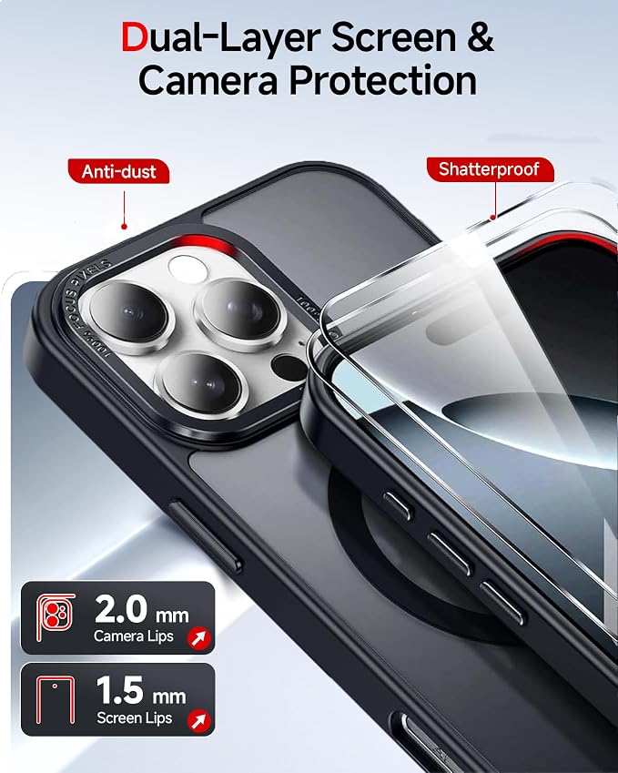 LeYi for iPhone-16-Pro Case: with Screen Protector X2, i Phone 16pro Cases Magnetic Cover Slim Funda para iPhone16 Procase Protective Women Men Rugged Military Grade Heavy Duty, Black - Image 4