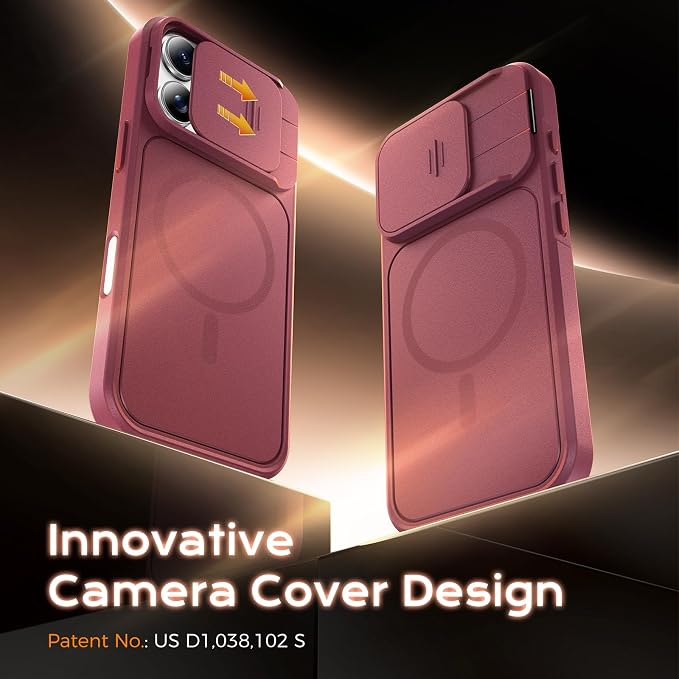TOCOL for iPhone 16 Pro Case with Slide Camera Cover, Kickstand and Camera Control Button, Fit for MagSafe, Rugged Solid Phone Case, Non-Slip, Drop Protection, Plum - Image 3
