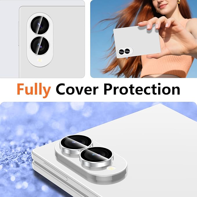 for Samsung Galaxy Z Fold 8 Camera Lens Protector, Individual Metal Ring Tempered Glass Lens Cover, [Strong Adsorption] Scratch Resistant Ultra-Thin HD Clear Lens Cover, 1 Set-SliveryRing - Image 8