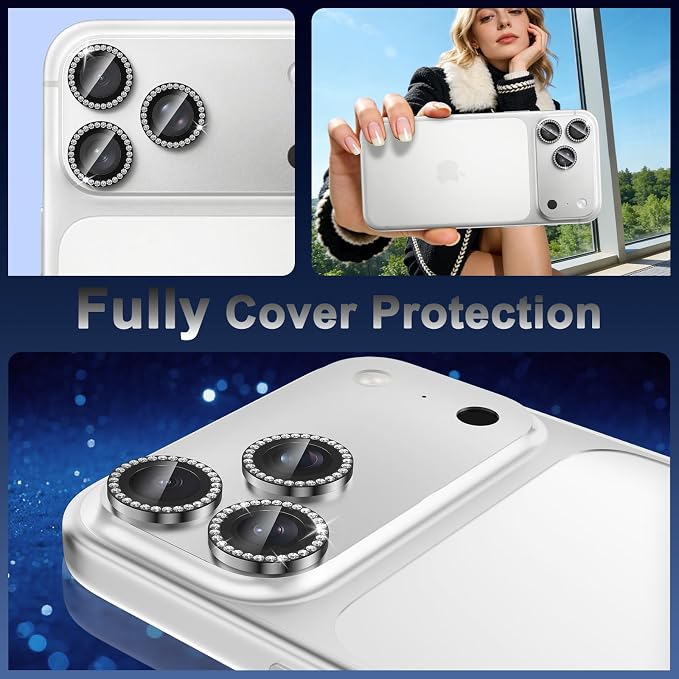 Meshine for iPhone 17 Pro/17 Pro Max Camera Lens Protector,Scratch Proof,Strong Adsorption,9H Hardness with Metal Ring Camera Cover,Ultra Thin Case Friendly, Accessories Lens Protector,Shiny Black - Image 8