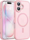 FNTCASE for iPhone 16 Plus Case, Fit for Magsafe, Screen Protector | Full Camera Protection,Translucent Matte, 14FT Military Grade Drop Proof, Shockproof Protective Phone Cover, Light Pink by FNTCASE