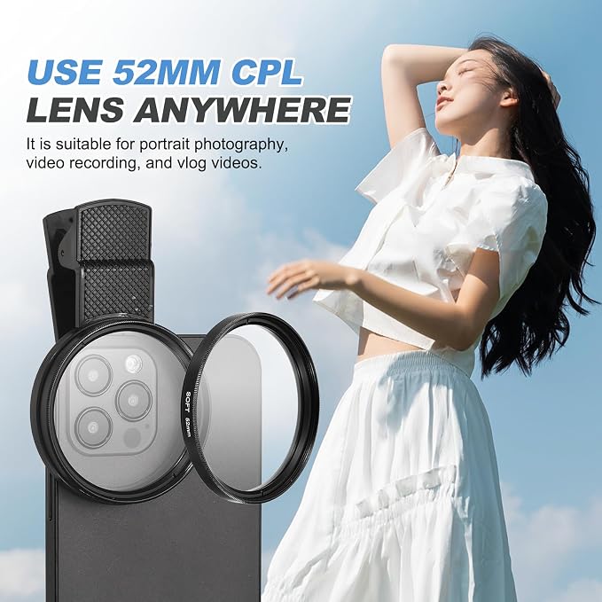 PATIKIL 52mm Phone Camera Lens, Clip-On Soft White Filter Circular Polarizing Lens for Most Smart Phones and DSLR Cameras, White - Image 7