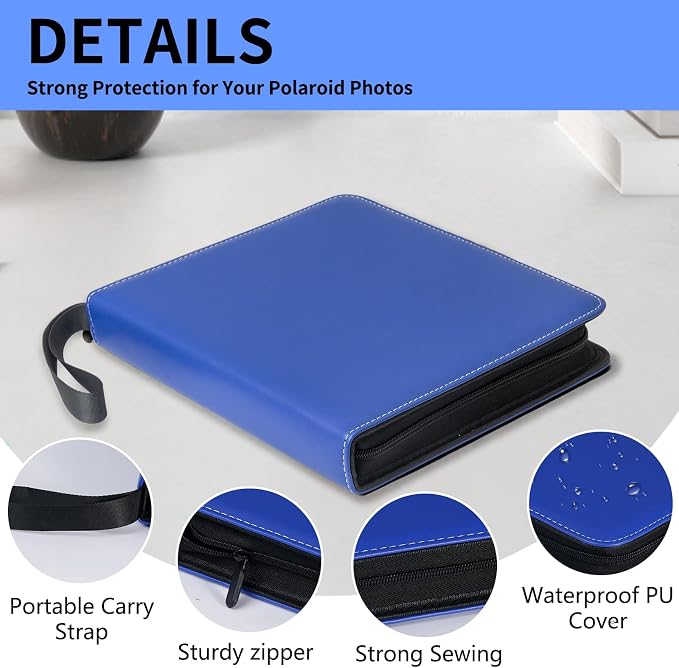 Polaroid Photo Album Book with 240 Pockets 3.5x4.25 Inch Pictures Fits for Polaroid i-Type, 600, SX-70，Go instant photos and Fujifilm Instax Wide Square Photos（Marine Blue） - Image 3