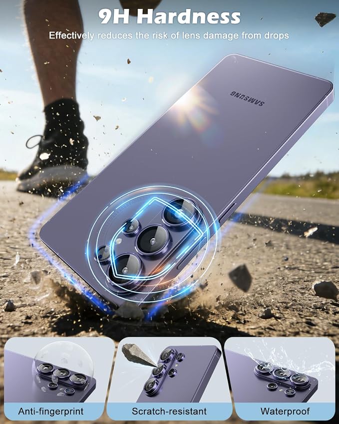 CloudValley for Samsung Galaxy S26 Ultra Camera Lens Protector | 9H Tempered Glass + Aluminum Alloy Lens Protective Ring Ultra-HD Individual Lens Cover,Purple - Image 3