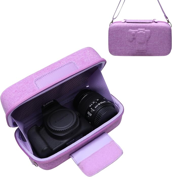 Case for Canon EOS Rebel T7/R50/R100 DSLR SLR Camera and 18-55mm Len Purple | Hard Carrying Travel Case for Canon EOS Rebel T7/R50/R100/R50 V/T6/R8/R10/RP/SL3/R5/T100 DSLR SLR Camera and 18-55mm Len by LTGEM