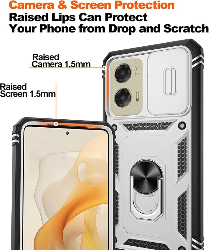 Gritup for Motorola Moto G Stylus 5G 2024 Case: G Stylus 2024 Case with Screen Protector*2 [Magnetic Stand] [Slide Camera Cover] Shock Proof Military-Grade para G Stylus-5G-2024 White+Black - Image 4
