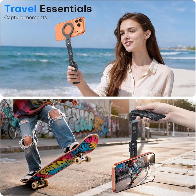OMOTON TP03 [Ultra-Slim] 360° Rotating for MagSafe Tripod Stand with Hook | Tripod for iPhone 17 & Android, Dual-Side Magnetic, 1/4" Screw, Fits Vlog, Gym, Travel Essential Accessories, Women Men Gift - Image 6