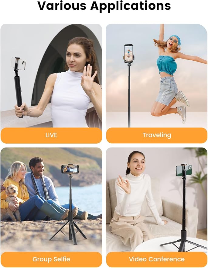 71" Phone Tripod with 1/4" Camera Mount, NT79 Extendable Selfie Stick | Extra Tall,Wireless Remote,Comapct Travel Stand Holder for Filming Video Recording,Compatible with iPhone/Samsung/Camera - Image 8