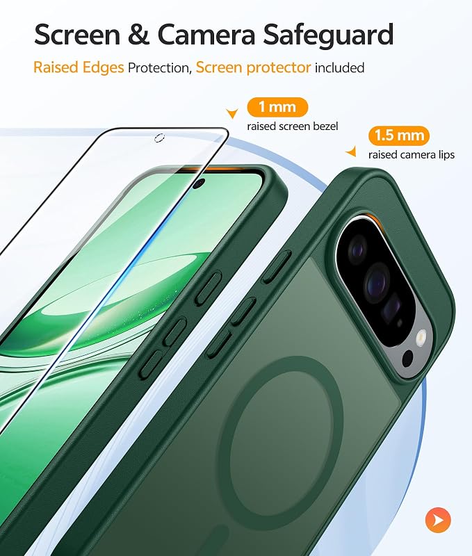 FNTCASE for Google Pixel 10 / Pixel 10 Pro Case, Compatible with Magsafe | Screen Protector, Translucent Matte, 14FT Military Grade Drop Protection, Shockproof Protective Phone Cover, Green - Image 4