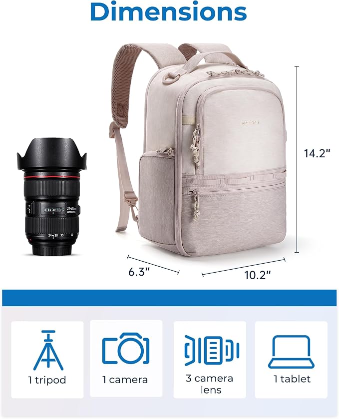 BAGSMART 2 in 1 Camera Backpack for DSLR, Fits 12.9" iPad, Olive Green | Small SLR Camera Bags for Photographers with Shoulder Strap, Compatible for Sony Canon Nikon, Travel Backpack for Men Women - Image 3