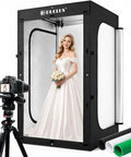 Photo Light Box 47×39×79 Inch for Clothing Photography, 400 LED Studio Shooting Tent with 8 Light Panels, CRI 96+, 12000lm Daylight, 3 Matte PP Backdrops for Bags, Models & Large Products by DUCLUS