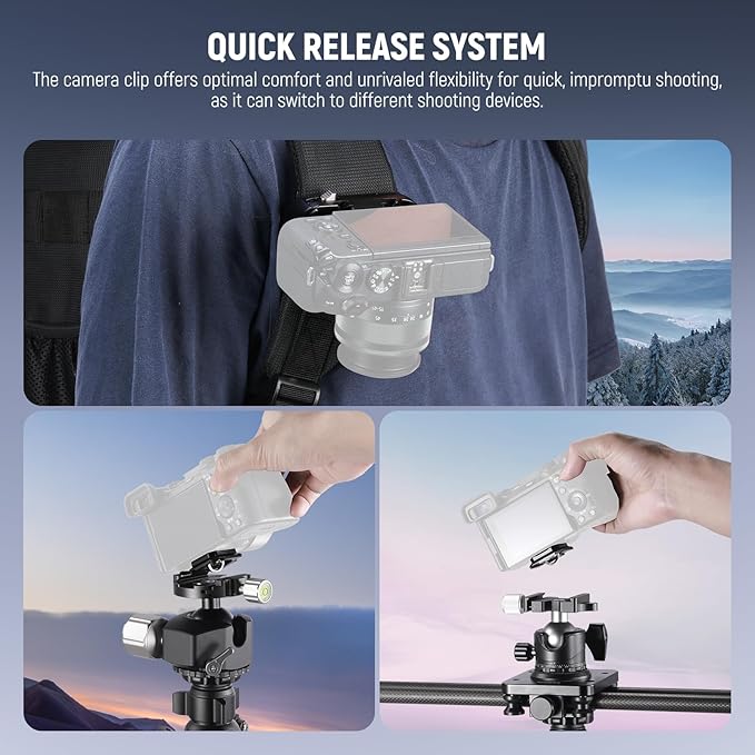 NEEWER Backpack Camera Clip Mount with Square QR Plate, Upgraded Safety Latch, Quick Release Camera Belt Clip Backpack Strap Compatible with PD QR System Canon Nikon Sony DSLRs, GP67 - Image 6