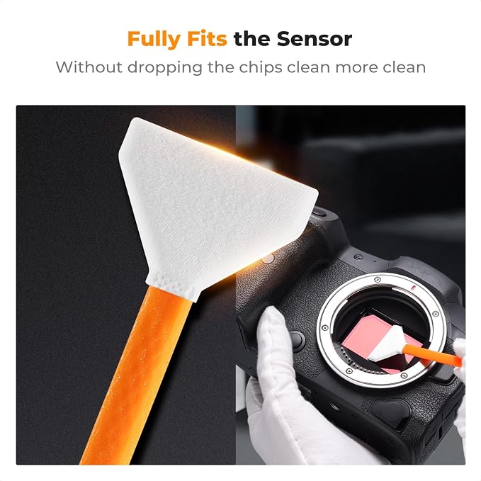 K&F CONCEPT 24mm Full Frame Sensor Cleaning Kit, with 20ML Sensor Cleaner | 10 Pack Swabs, Vacuum Sealed,20ml Gentle Cleaner, Multi-Device Use, Precision Cleaning,for Nikon Sony Canon Camera Clean,MA01 - Image 3