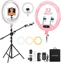 MACTREM Large 22" Ring Light with Stand for iPad iPhone Barber, 75" Tripod | 50W, 6500K CRI90+, LCD Display, 2 USB Ports, Overhead Tripod for TikTok YouTube Makeup Barber Tattoo Photography Video Studio by MACTREM