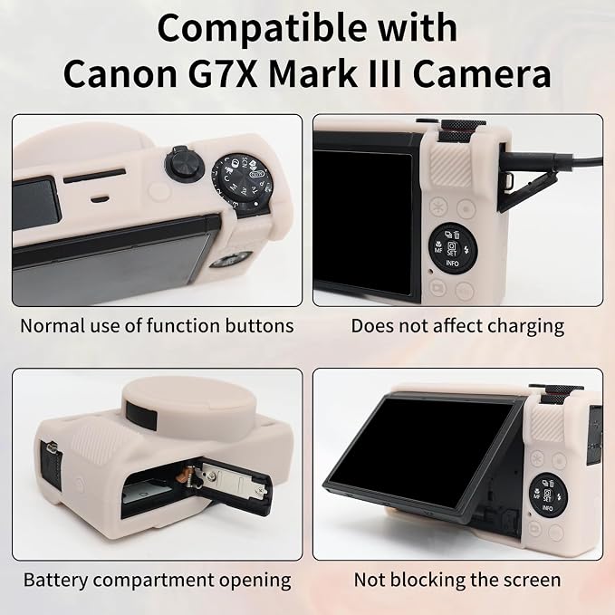 VOVMOEYA Camera Case for Canon Powershot G7 X Mark III with 2PCS Screen Protector,Full Pritection Soft G7X III Silicone Case Detachable Lens Cover Protective Cover for Canon G7XIII G7X3-Jelly Pink - Image 2