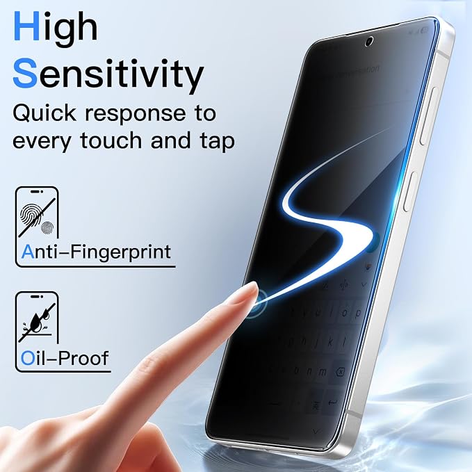 JETech Privacy Screen Protector for Samsung Galaxy S26, 2+2 Pack | Anti-Spy Tempered Glass, with Camera Lens Protector, Easy Installation Tool, Fingerprint ID Compatible - Image 8