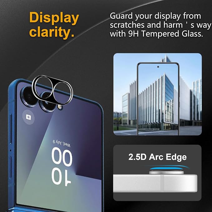 3 Pack Camera Lens Protector for Samsung Galaxy Z Flip 7 | Tempered Glass,Anti-Fingerprint,9H Hardness,Scratch Resistant,Easy to Install,Bubble Free,HD Clarity - Image 2