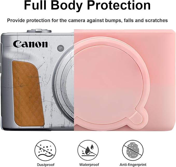BOVKE Silicone Camera Case for Canon PowerShot SX740 / SX730 Digital Camera, SX740 HS Soft Protective Case Cover Rubber Camera Slim Fit Sleeve with Removable Lens Cover, Smoked Pink - Image 3