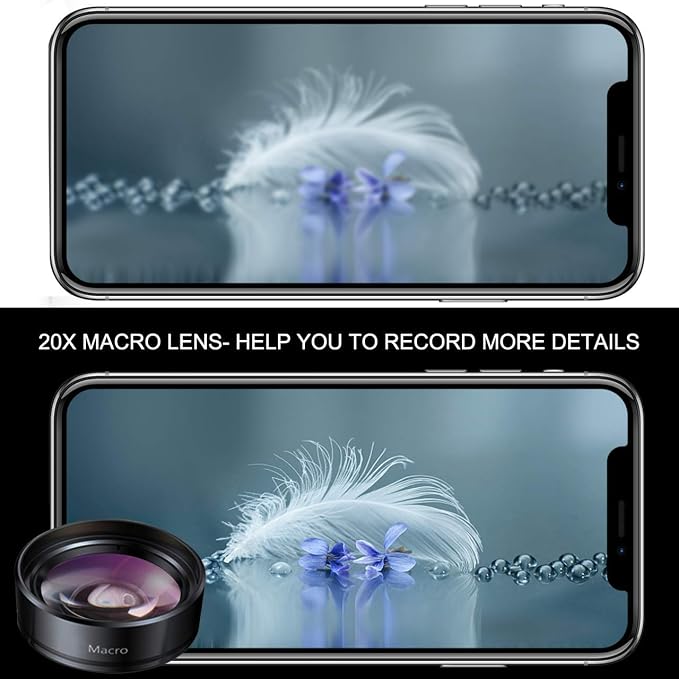 KEYWING 3in1 Phone Camera Lens Kit Fisheye+Wide Angle+Macro Lens for iPhone | 198° Fish Eye Lens + 120° Super Wide-Angle Lens + 20x Macro Lens for iPhone 6 7 8 X Pro Samsung Android Smartphone - Image 4