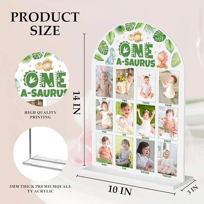 My First Year Photo Board Baby Milestone Signs One Year of Baby Photo Board, Best Babies Keepsake 10x14 Inches Acrylic Sign Decor Fits 2" x 3" Photo A02 - Image 2