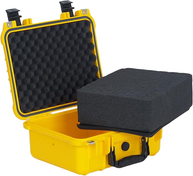 MEIJIA All Weather IP67 Waterproof Hard Camera Case,Hard Protective Case,Hard Case with Customizable Foam,Fit Use of Drones,Camera,Equipments,Pistols(Yellow,13.35 x11.63x5.98inches) - Image 3