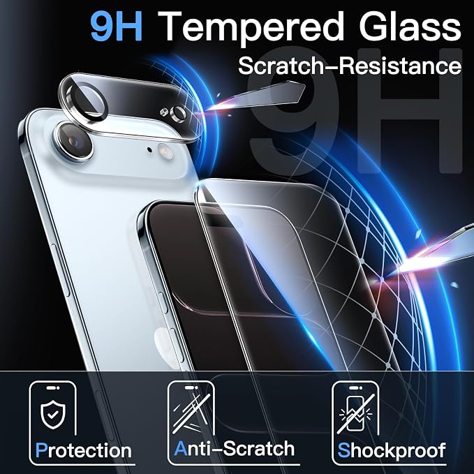 JETech Screen Protector for iPhone Air, 2+2 Pack | with Camera Lens Protector, HD Clear Tempered Glass, Anti-Scratch Protection, Easy Installation Tool - Image 3
