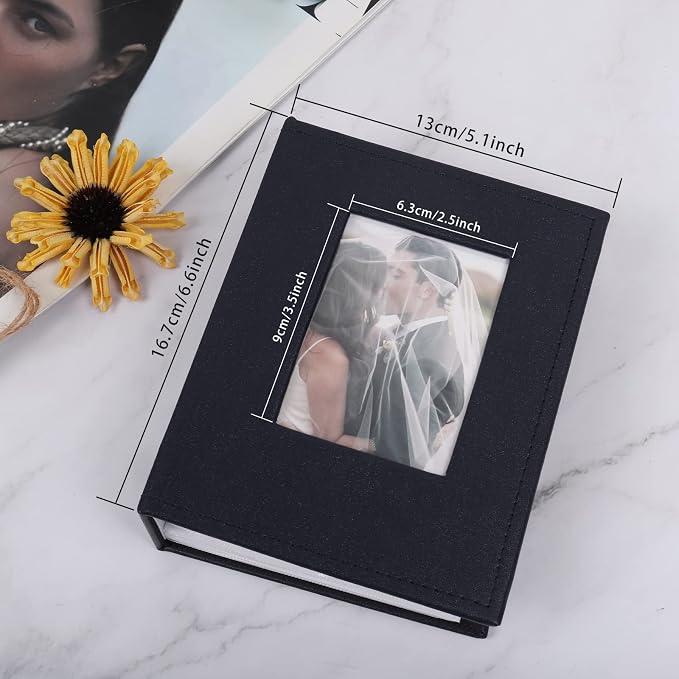 RECUTMS Photo Album 4x6 100 Photos Leather Small Picture Book for Baby Blue | White Inner Page, 100 Vertical Pockets, Small Albums for Family Wedding Vacation, Personalized Front Window, Graduation Gifts - Image 5
