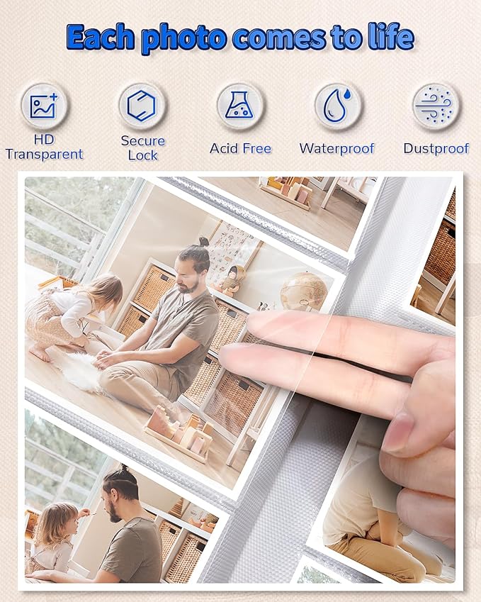 Artfeel Photo Album 4x6 with 300 Pockets,Slip-in Picture Albums,Linen Cover Memory Book with Front Window,White Page Vertical Photo Book for Wedding,Family,Anniversare,Baby,Vacation - Image 4