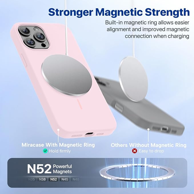 Miracase Silicone & Magnetic for iPhone 12 Pro Max Case, Sand Pink | Compatible with MagSafe, Soft Microfiber Lining, Premium Silicone Case Shockproof Drop Protection Phone Case for 12 Pro Max - Image 7