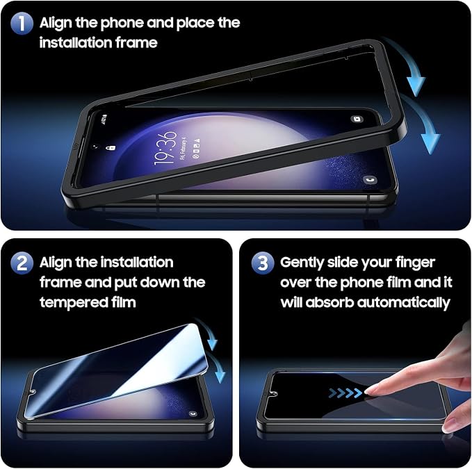 3+2 Pack Privacy Screen Protector And Camera Lens Protection for Galaxy S22 5G, Anti-Spy 9H Hardness Support Fingerprint Unlock Tempered Glass Screen Protector for Samsung Galaxy S22 - Image 4