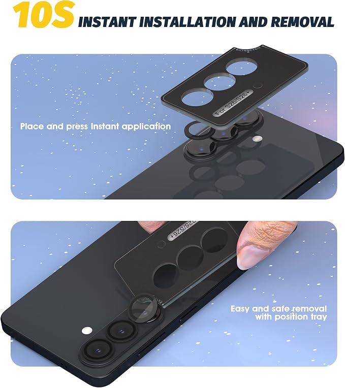 Orzero (2 Sets Camera Lens Protector for Samsung Galaxy S26 / S26 Plus, [EZ Install] [Case-Friendly] 9H Tempered Glass CD Pattern Lens Cover, Military-Grade Shockproof, HD Clarity Anti-Glare (Black) - Image 6