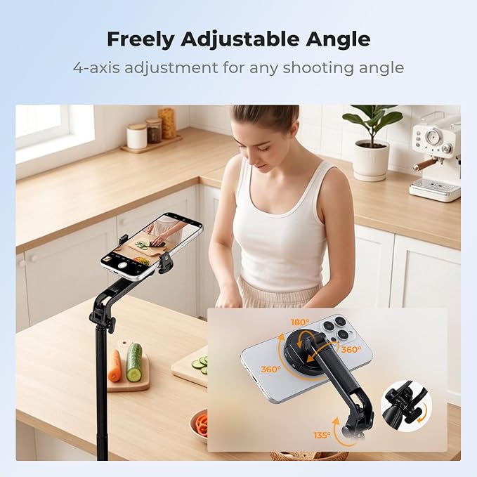 K&F CONCEPT 72" Selfie Stick for iPhone, Phone Tripod with Light | Clip & Magnetic, Light, Remote, 1s Open & Close, Compatible with iPhone 17-12 Osmo Pocket 4/3 Luna Ultra, X97C6 - Image 7
