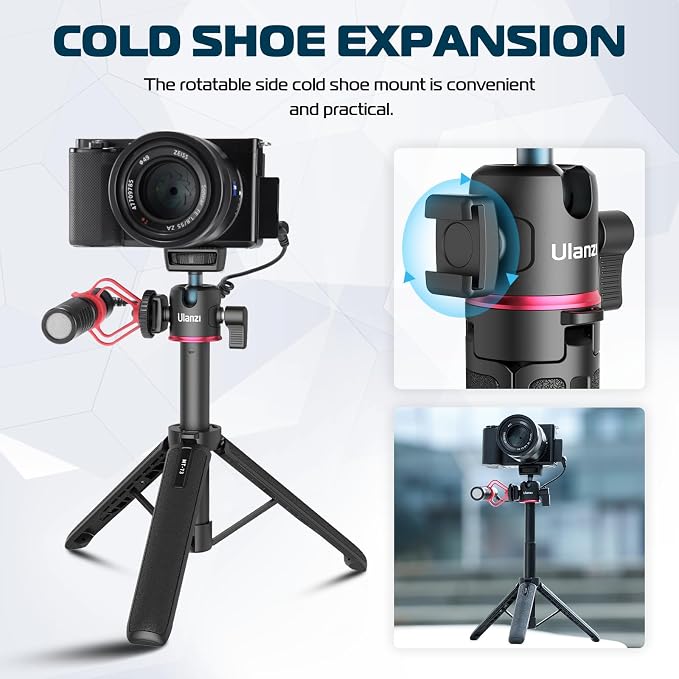 ULANZI MT-73 Extension Pole Tripod, Mini Selfie Stick Tripod Stand Handle Grip for Webcam Canon G7X Mark III Sony ZV-1 RX100 VII A6400 A6600 Cameras Vlogging | with Cold Shoe, Selfie Stick Tripod Handle Grip for iPhone/Android Sony/Canon/Nikon/Fujifilm... - Image 6