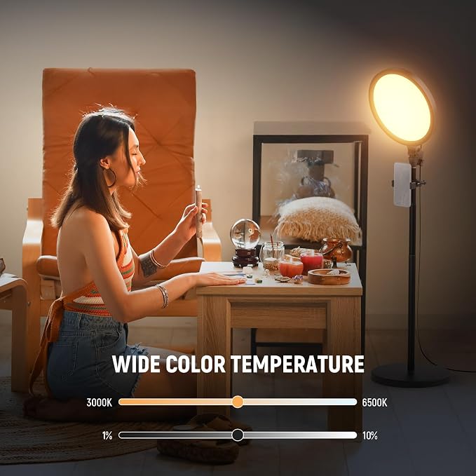 NEEWER Basics 12" 24W Large Ring Light w 68" Stand/Phone Holder for iPhone | Remote, Video Recording Selfie Streaming Makeup Studio Photography, 3000K-6500K CRI98 Full Screen LED Panel Lighting, BR13 - Image 6