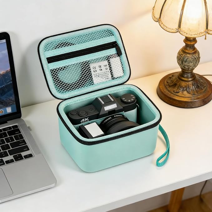 Comecase Vlogging Camera Case for Duluvulu/for VJIANGER 4K Digital Cameras | Mesh Pocket for Charging Cables and Batteries, Travel Storage for Vloggers, Parties and Camping (Green) - Case Only - Image 8