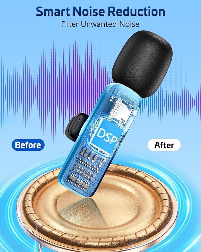 Wireless Lavalier Lapel Microphone for iPhone – Mini Bluetooth Mic with Reverb, Portable Clip-on Mic for Video Recording, Vlogging, Podcast, Interviews, TikTok, YouTube - Image 5