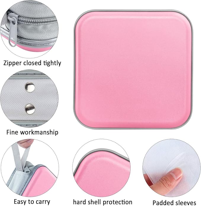 Siveit CD/DVD Cases 40 Capacity Disc Storage Binder for Car(Light Pink) | Holders Wallet Hard Plastic CD/DVD Case for Car Home Office Travel - Image 2