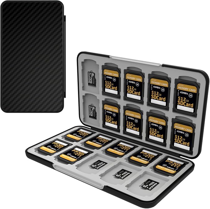 Memory Card Case with 40 Card Slots for SD and Micro SD Cards | Portable SD Card Holder, Hard ABS Shell with Soft Silicone Lining, Precise Card Slots,Magnetic Closure for daily travel by Anyskill