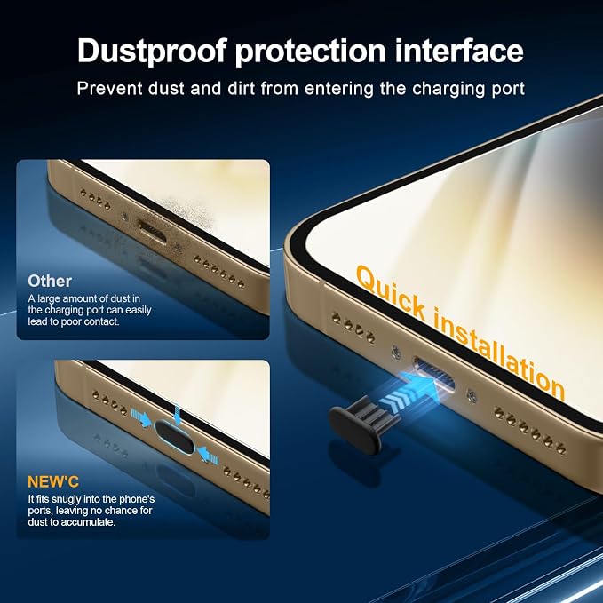 NEW'C 3x for iPhone 14 Pro Screen Protector (6.1 inches)+ 3x Camera Lens Protector, Sensor Protection + Dust Plug - Case Friendly Tempered Glass Film, Ultra Resistant - Image 6