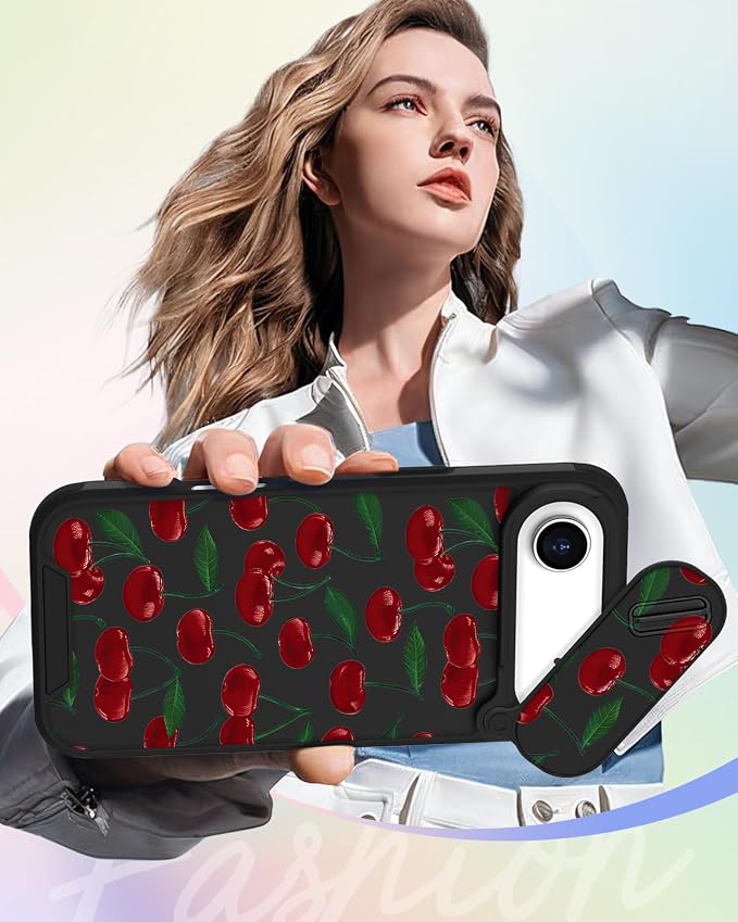 Buleens for iPhone 17 Air Case 6.5 Inch - with Ring Stand & Camera Cover Aesthetic Cute Designed for Women Girls Girly Pretty Kawaii Cherry Phone Case for iPhone 17 Air Compatible with Magsafe - Image 6